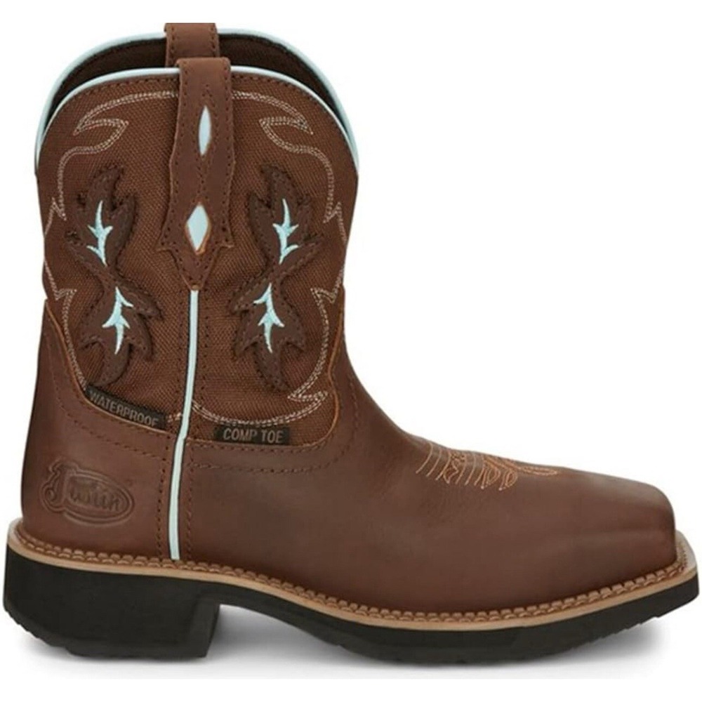 Justin Work Womens 8" Chisel Nano Composite Toe Waterproof Work Boot. 7.5 B